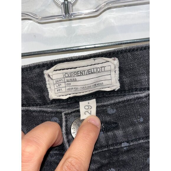 Current/Elliott The stiletto  Polka Dot Skinny Jeans 29 in black ash - Picture 3 of 8